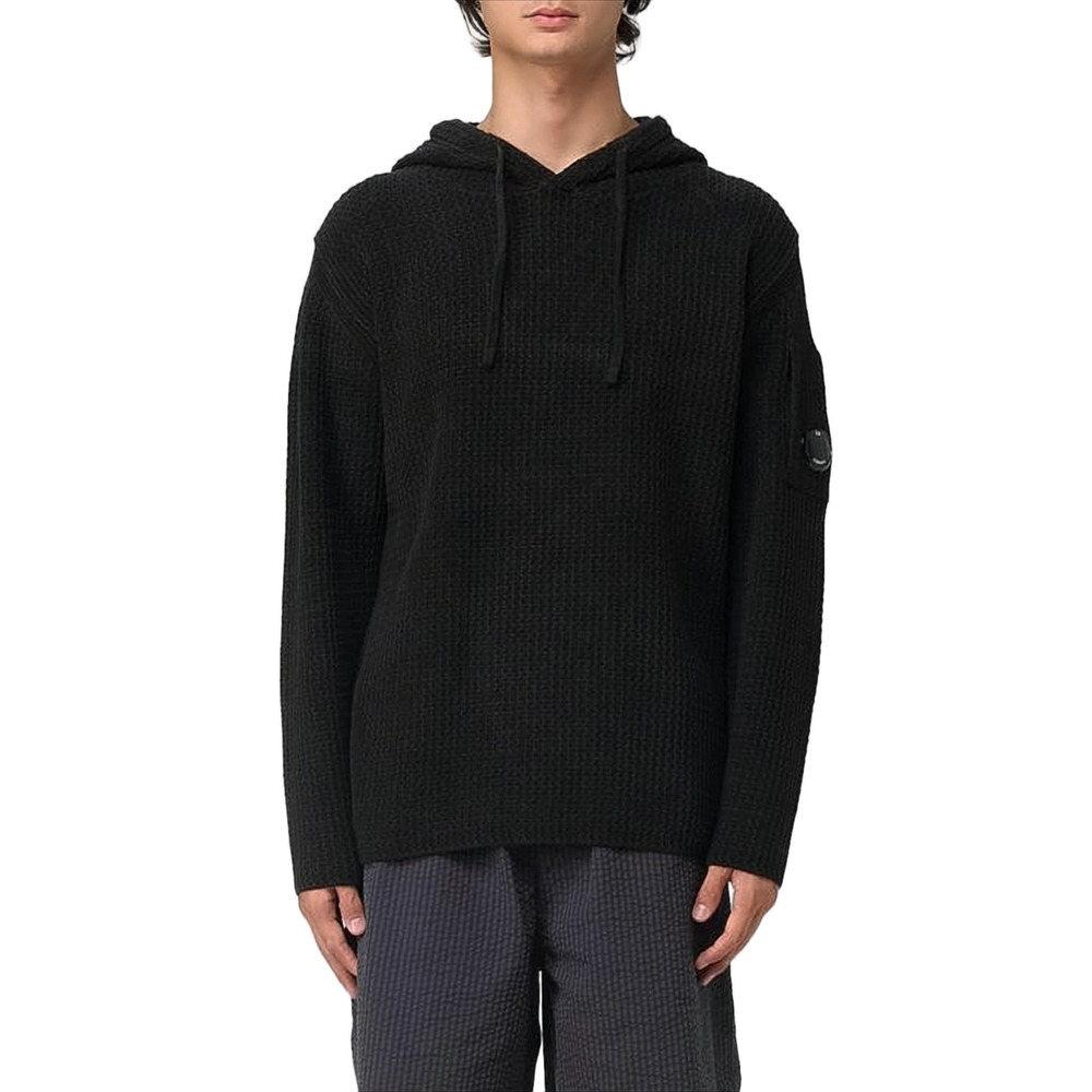 C.P. COMPANY Textured Knit Hoodie with Drawstring Hood